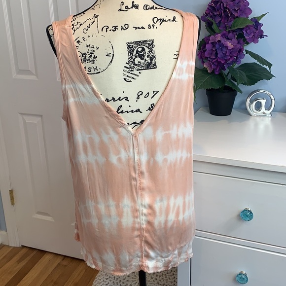 Allison Joy Deep V Tie Dye Tank Frayed Hem NWOT - Picture 2 of 5